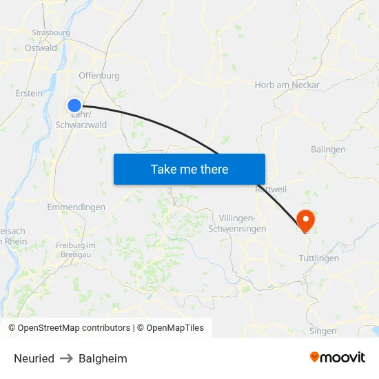 Neuried to Balgheim map
