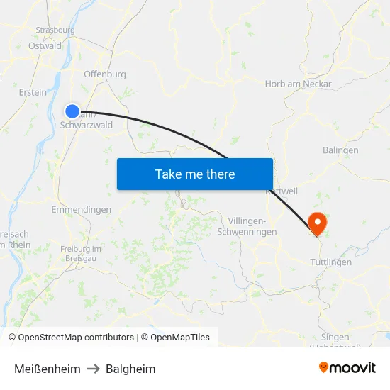 Meißenheim to Balgheim map