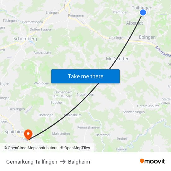 Gemarkung Tailfingen to Balgheim map