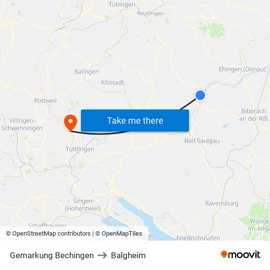 Gemarkung Bechingen to Balgheim map