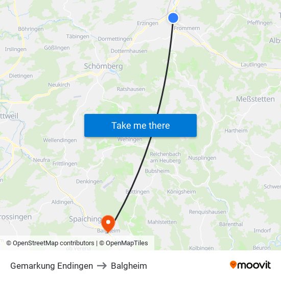 Gemarkung Endingen to Balgheim map