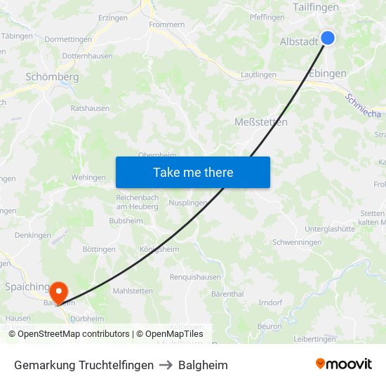 Gemarkung Truchtelfingen to Balgheim map