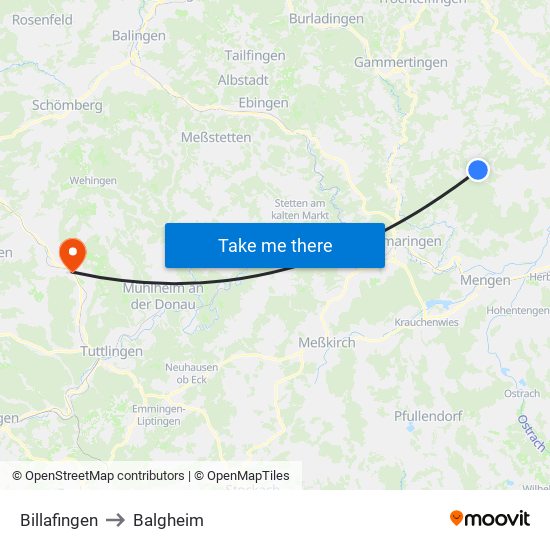Billafingen to Balgheim map