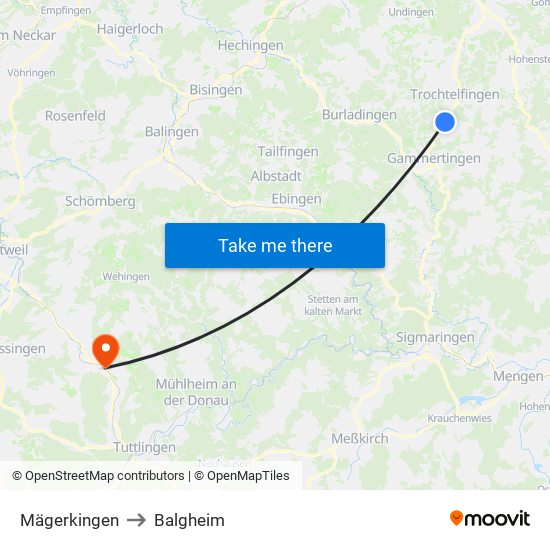 Mägerkingen to Balgheim map