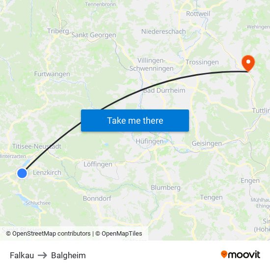 Falkau to Balgheim map