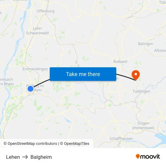 Lehen to Balgheim map