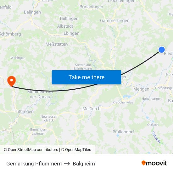 Gemarkung Pflummern to Balgheim map