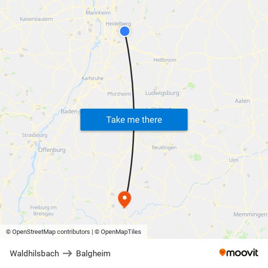 Waldhilsbach to Balgheim map