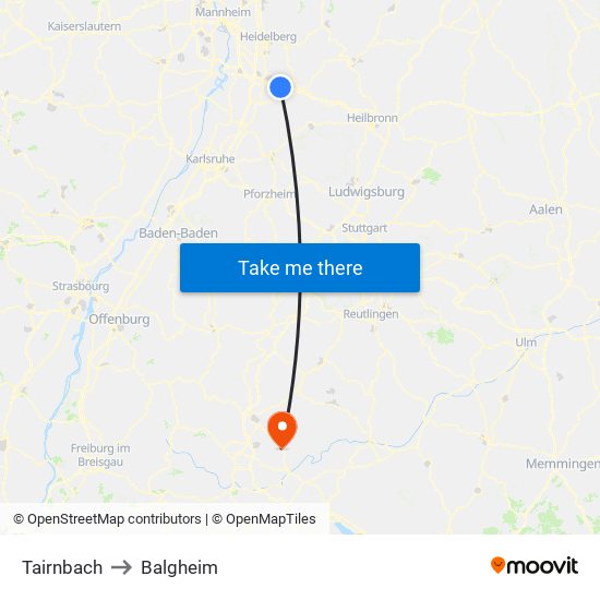 Tairnbach to Balgheim map