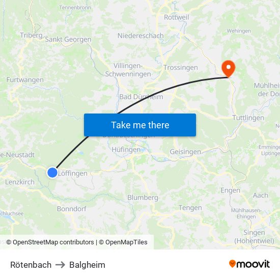 Rötenbach to Balgheim map