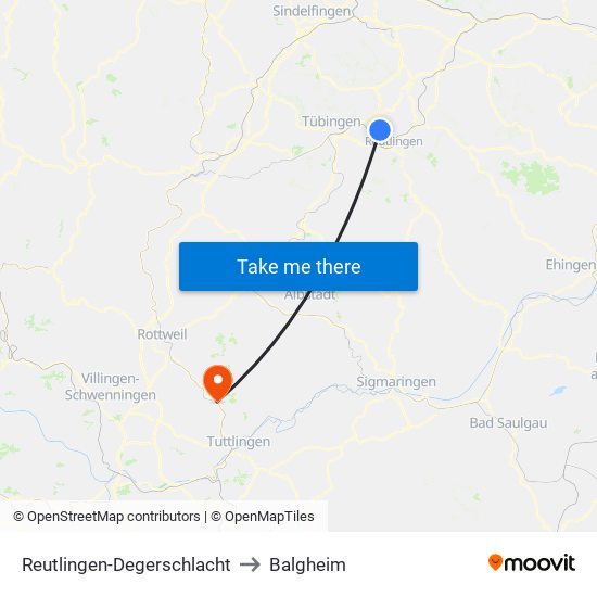 Reutlingen-Degerschlacht to Balgheim map