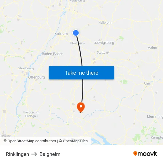 Rinklingen to Balgheim map