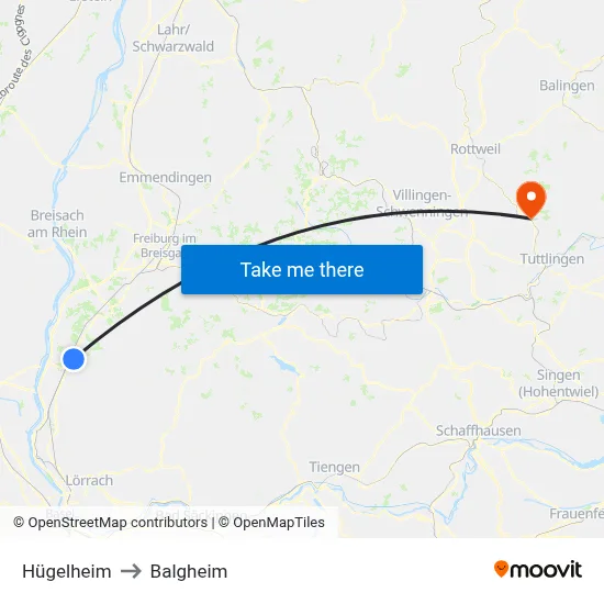 Hügelheim to Balgheim map
