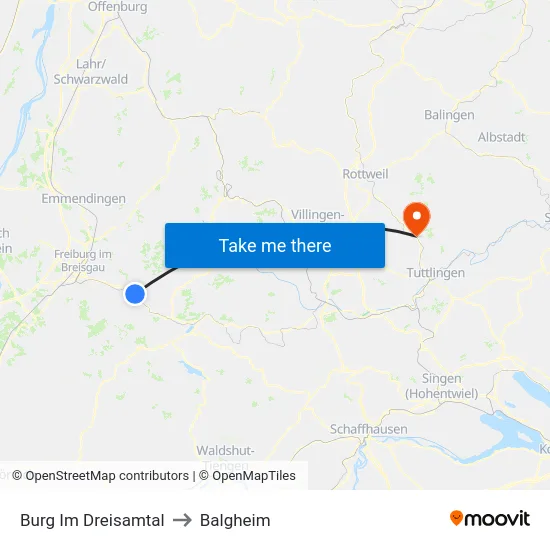 Burg Im Dreisamtal to Balgheim map