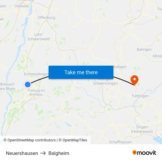 Neuershausen to Balgheim map