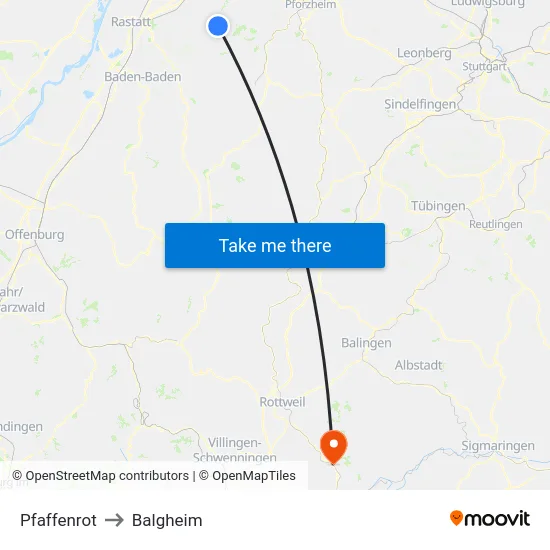 Pfaffenrot to Balgheim map