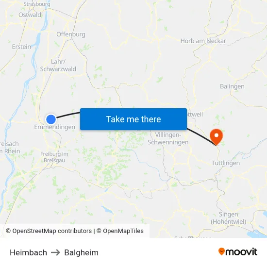 Heimbach to Balgheim map