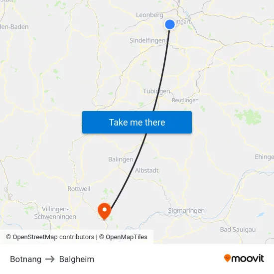 Botnang to Balgheim map