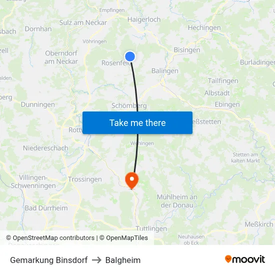Gemarkung Binsdorf to Balgheim map