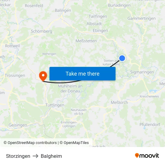 Storzingen to Balgheim map