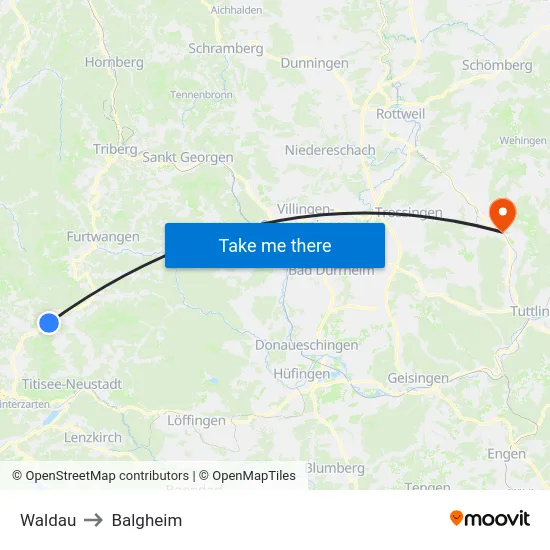 Waldau to Balgheim map