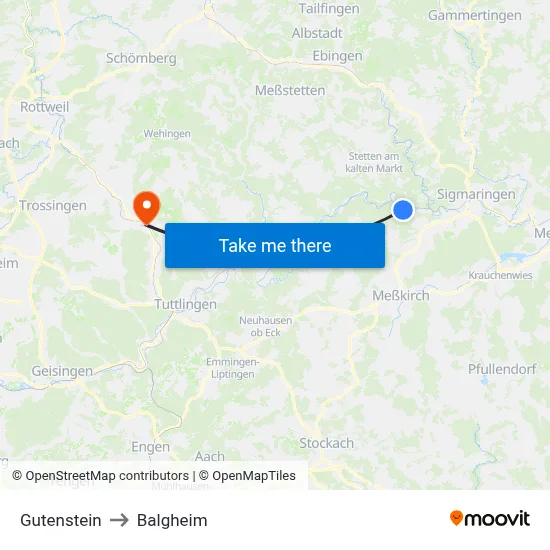 Gutenstein to Balgheim map