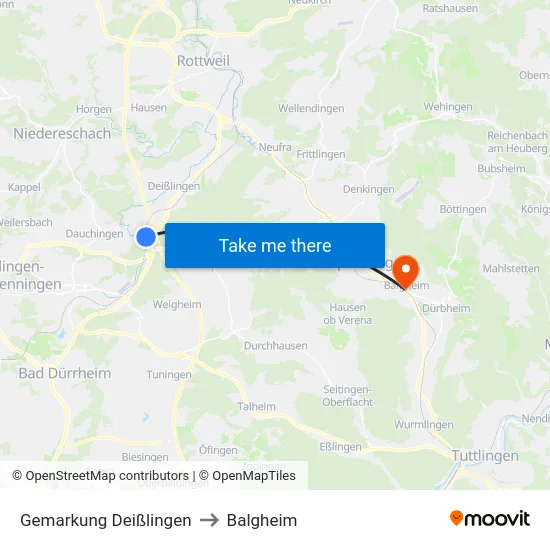 Gemarkung Deißlingen to Balgheim map