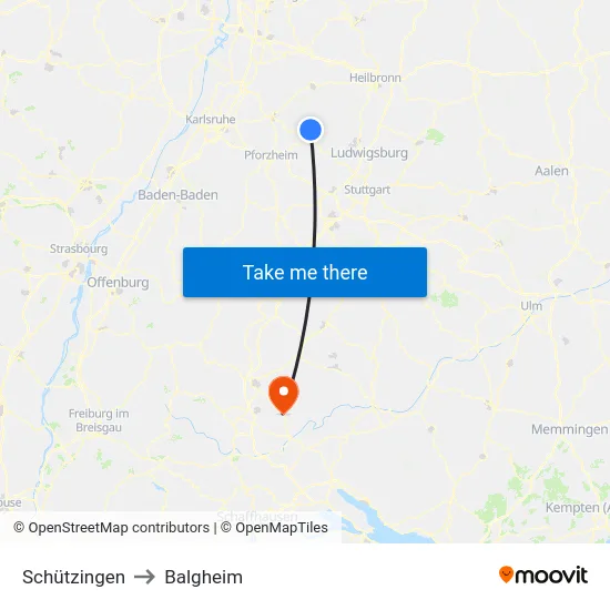 Schützingen to Balgheim map