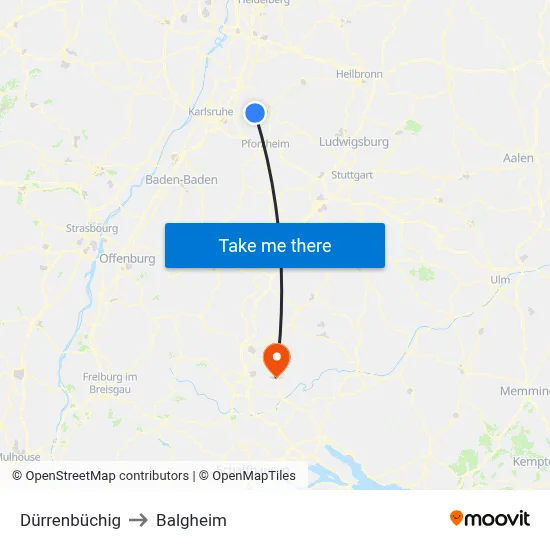 Dürrenbüchig to Balgheim map