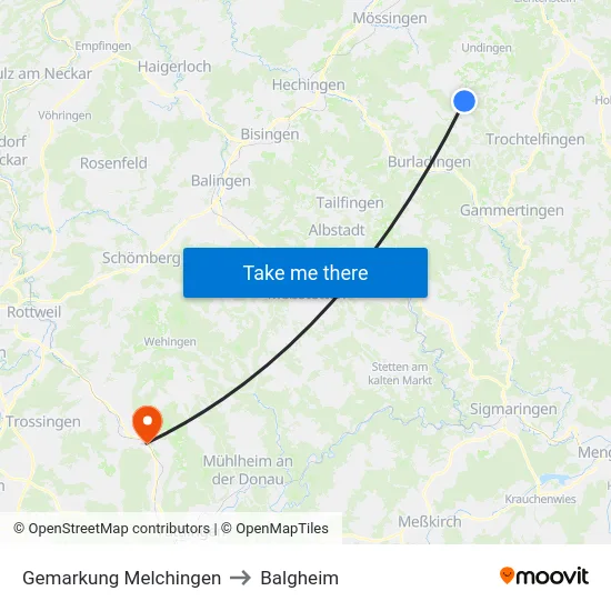 Gemarkung Melchingen to Balgheim map