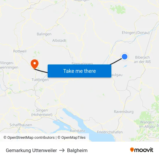 Gemarkung Uttenweiler to Balgheim map