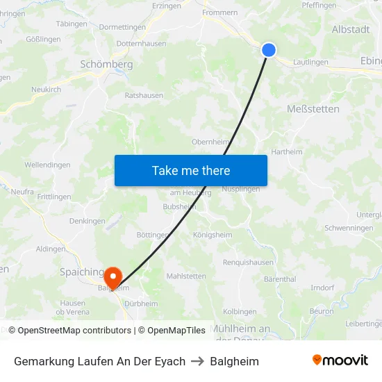 Gemarkung Laufen An Der Eyach to Balgheim map
