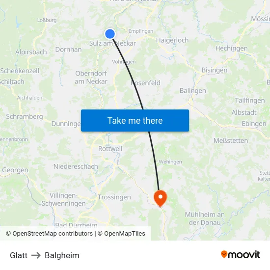 Glatt to Balgheim map