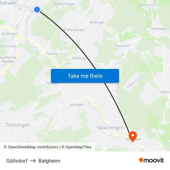 Göllsdorf to Balgheim map