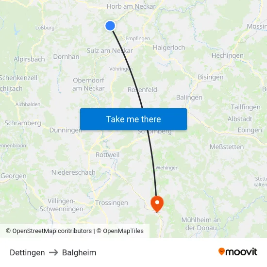 Dettingen to Balgheim map