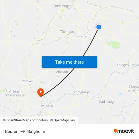 Beuren to Balgheim map
