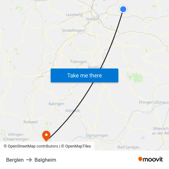Berglen to Balgheim map