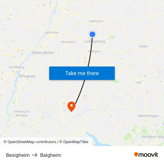 Besigheim to Balgheim map