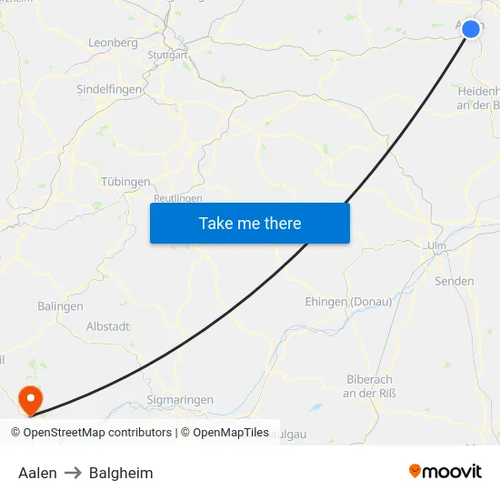 Aalen to Balgheim map