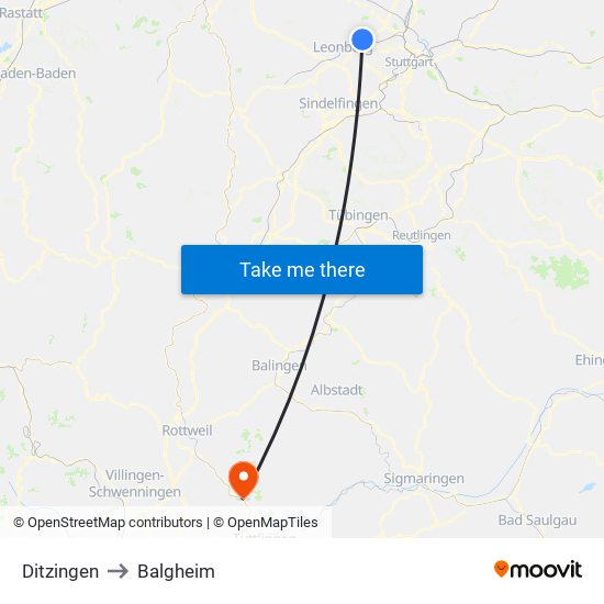 Ditzingen to Balgheim map