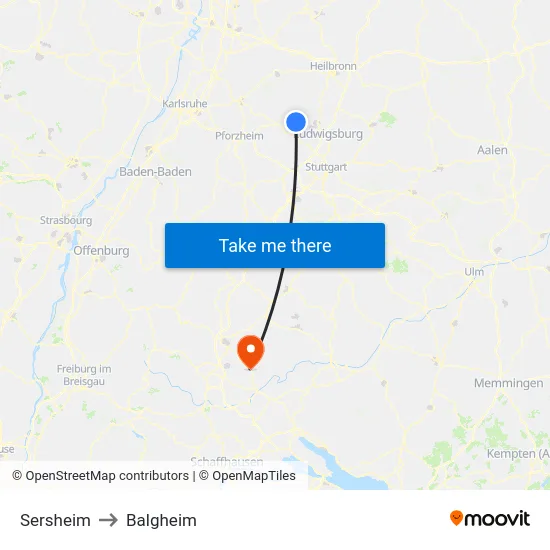 Sersheim to Balgheim map