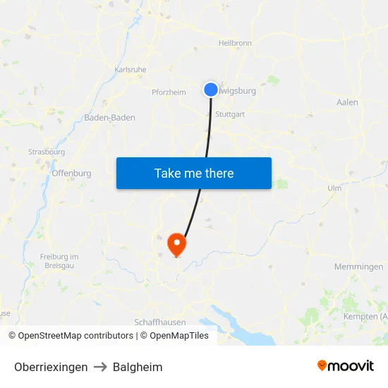 Oberriexingen to Balgheim map