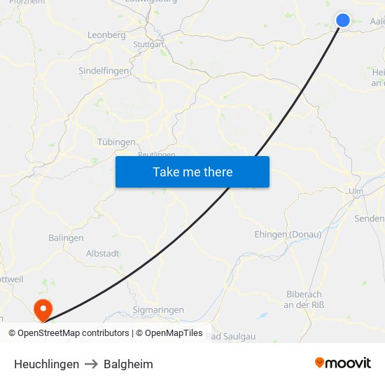 Heuchlingen to Balgheim map