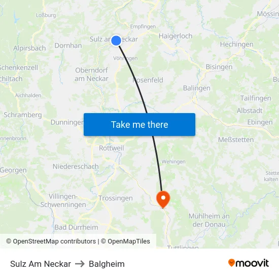 Sulz Am Neckar to Balgheim map