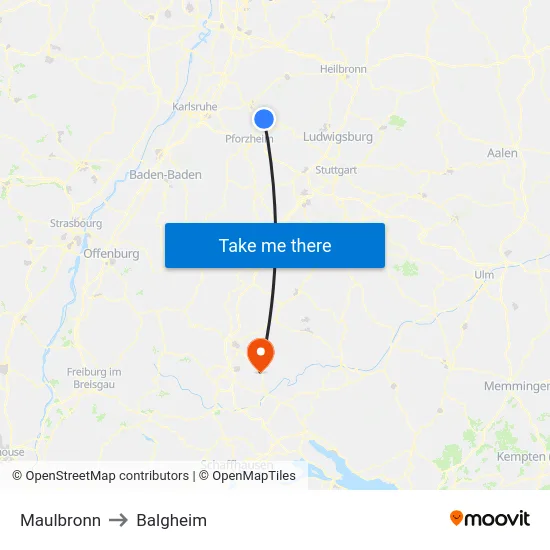 Maulbronn to Balgheim map
