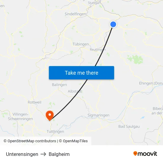 Unterensingen to Balgheim map