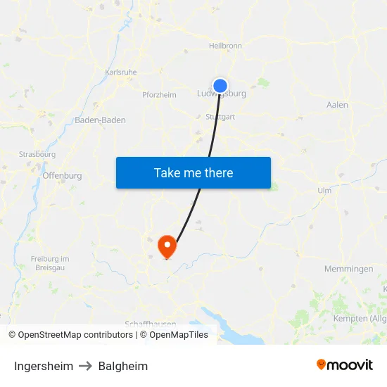 Ingersheim to Balgheim map