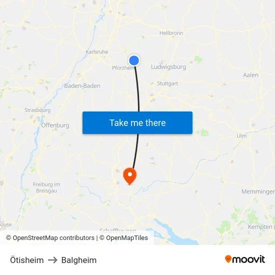 Ötisheim to Balgheim map