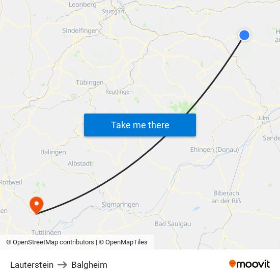 Lauterstein to Balgheim map