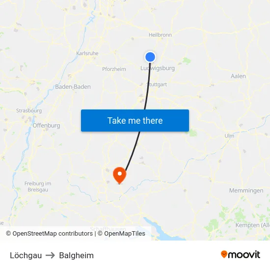 Löchgau to Balgheim map